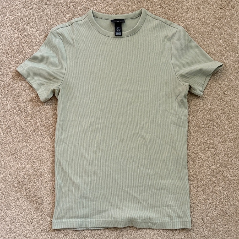 H&M Light Olive Short Sleeve Tee